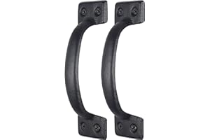 WEBI Rustic Gate Handle:Cast Iron Sliding Barn Door Handle,Vintage Gate Pull Handle Fence Cabinet Handles for Outdoor,Garage,Interior,Black,2 Packs