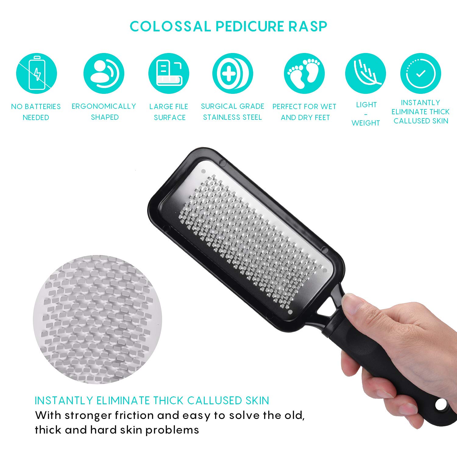 Foot Scrubber Pedicure Tools Rasp - 5 PCS KENED Foot File Callus Remover For Feet To Remove Hard Skin - 2 X Stainless Steel Black, 3 X Plastic White : Beauty
