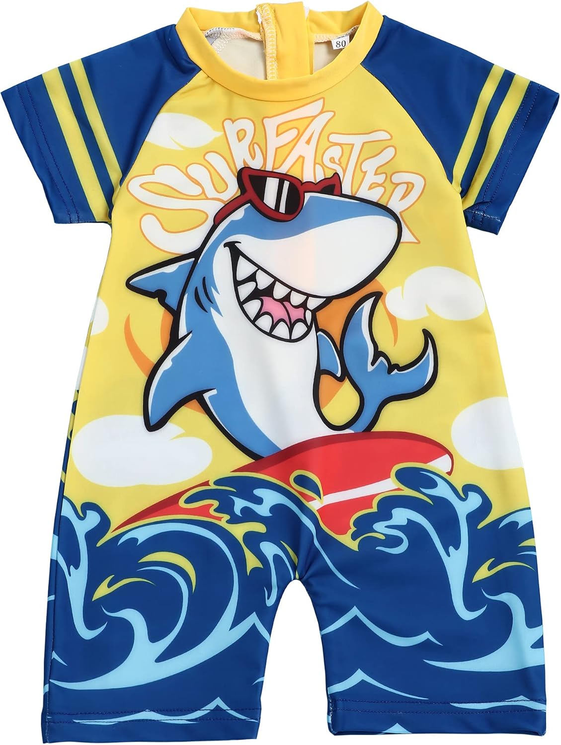 Toddler Baby Boy Swimsuit One Piece Zipper Short Sleeve