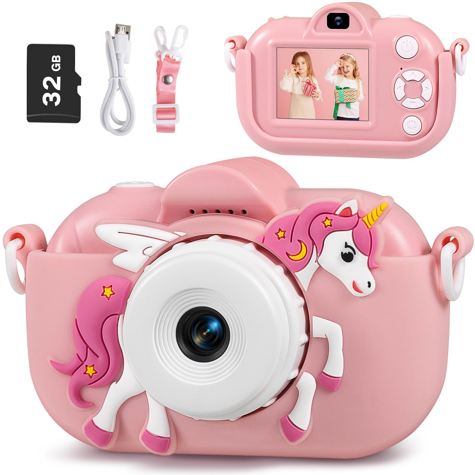 Photo 1 of Kids Camera Toddler Toys for Girls, 3-12 Year Old Girl Birthday Gifts Toys, 48MP HD Kids Digital Camera for Kids, 1080P HD Video Toddler Camera Kid Toys Gifts for 3 4 5 6 7 8 9 10 Year Old Girls