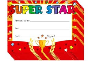 GENERIC BIZIBAFF Super Star Rewards Award Certificates for Kids Student 30PCS Kindergarten Preschool Award Certificates of Achievement School Recognition Certificates for Back to School Teacher Supplies