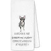 Forest Charger Siberian Husky Gifts Kitchen Towel - Funny Husky Mom Themed Hand Towels with Playful Design - Dog Lover Gift for Kitchen & Bathroom, 16x24 Inch
