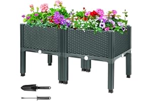 MAYOLIAH Raised Garden Bed with Legs 16.5" H Elevated Planter Box, Plastic Raised Beds for Gardening Vegetables Herb Flowers,