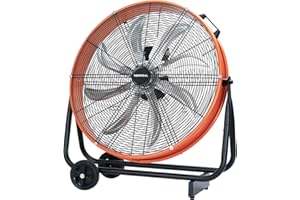 VENTISOL 24 Inch Industrial Floor Drum Fan, 9500 CFM Heavy Duty Floor Fan with 8 Blades, 3-Speed High Velocity Shop Fan, Metal Fans for Warehouse, Patios, Garage