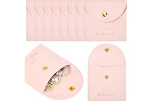 CEELGON Jewelry Bags Bridesmaid Gifts Set of 8 Velvet Small Jewelry Pouch with Button Bracelet Earring Necklace Packaging Bridesmaid Proposal Gift Bags Bridal Party Favors Gifts (Light Pink)