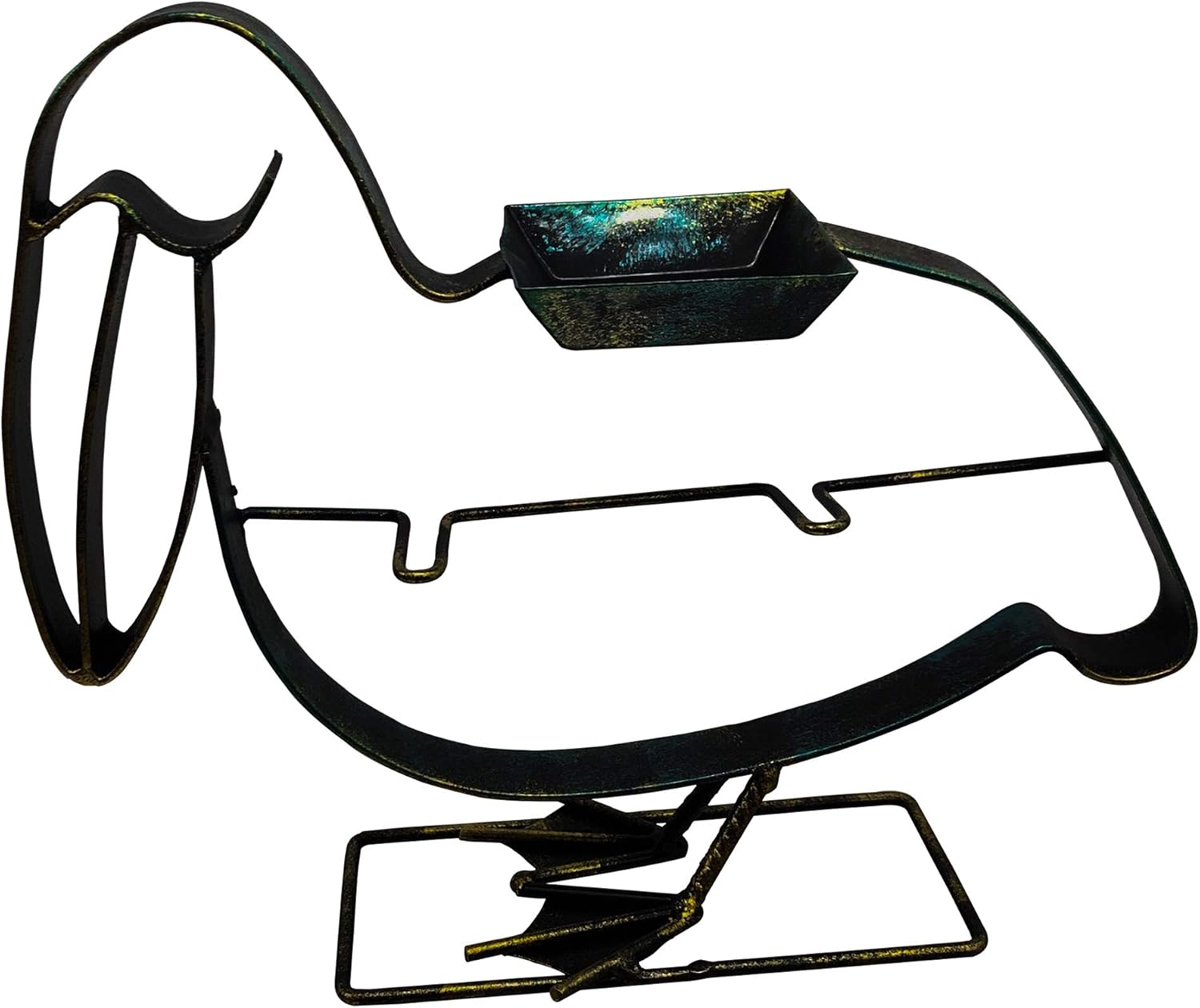 Pelican Candle Holder Centerpiece Table Top Decor Open Metal Work Figurine Candles on Rope Holder Decorative Votive Tealight Pillar Nautical Coastal Brown