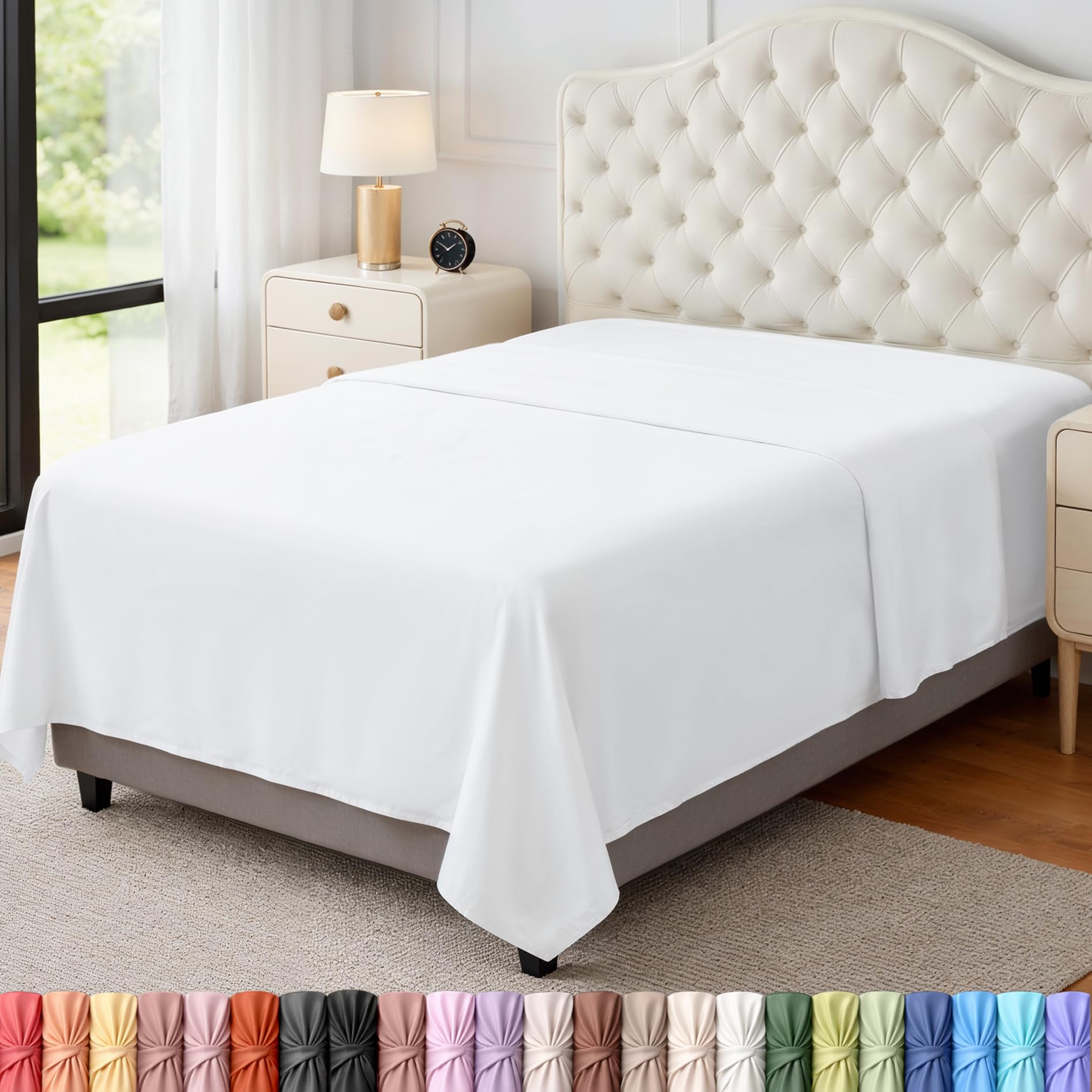 Bulk 16-Pack King Flat Sheet Only, Hotel Top Sheet for Resort, White