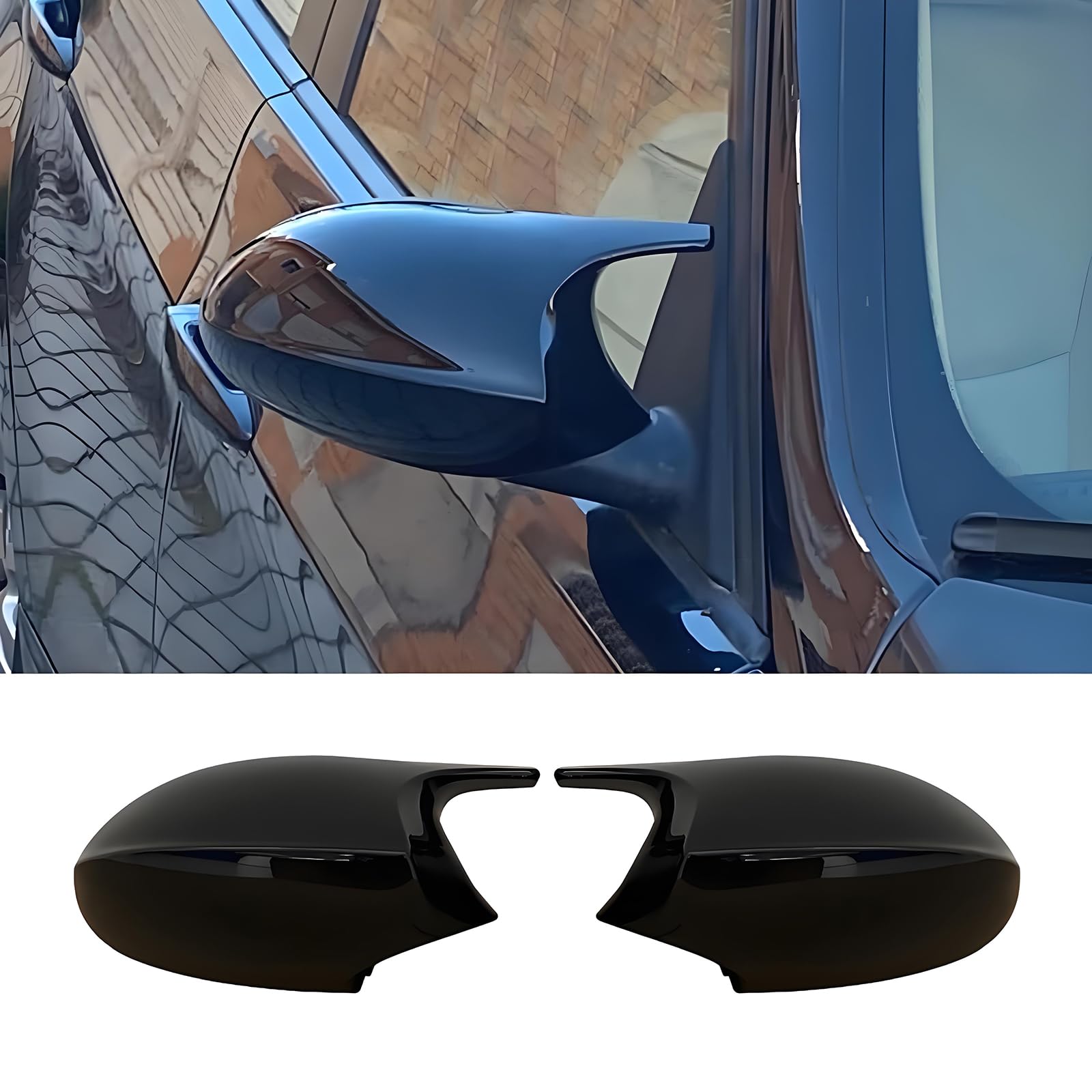 Photo 1 of Mengjiesi Mirror Caps Gloss Black Compatible with 3 Series E90 E91 2005-2007 E92 E93 2006-2009, 1 Series E81 E82 E87 E88 PRE Models Rearview Side Wing Mirror Cover Caps