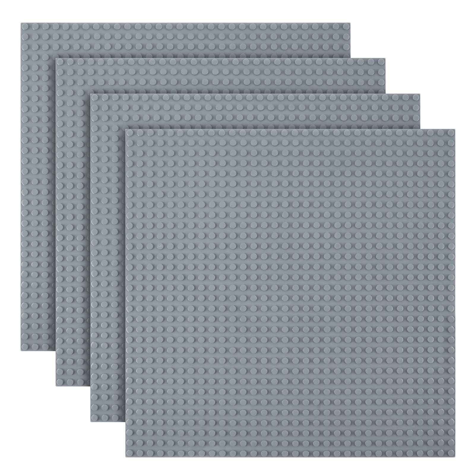 HOTUT Classic Baseplates, 4 Pcs Square 32x32 Stud Building Base, 10"×10" Large Building Board Base Plates, 100% Compatible with All Major Brands, Build and Display Board Set - Grey