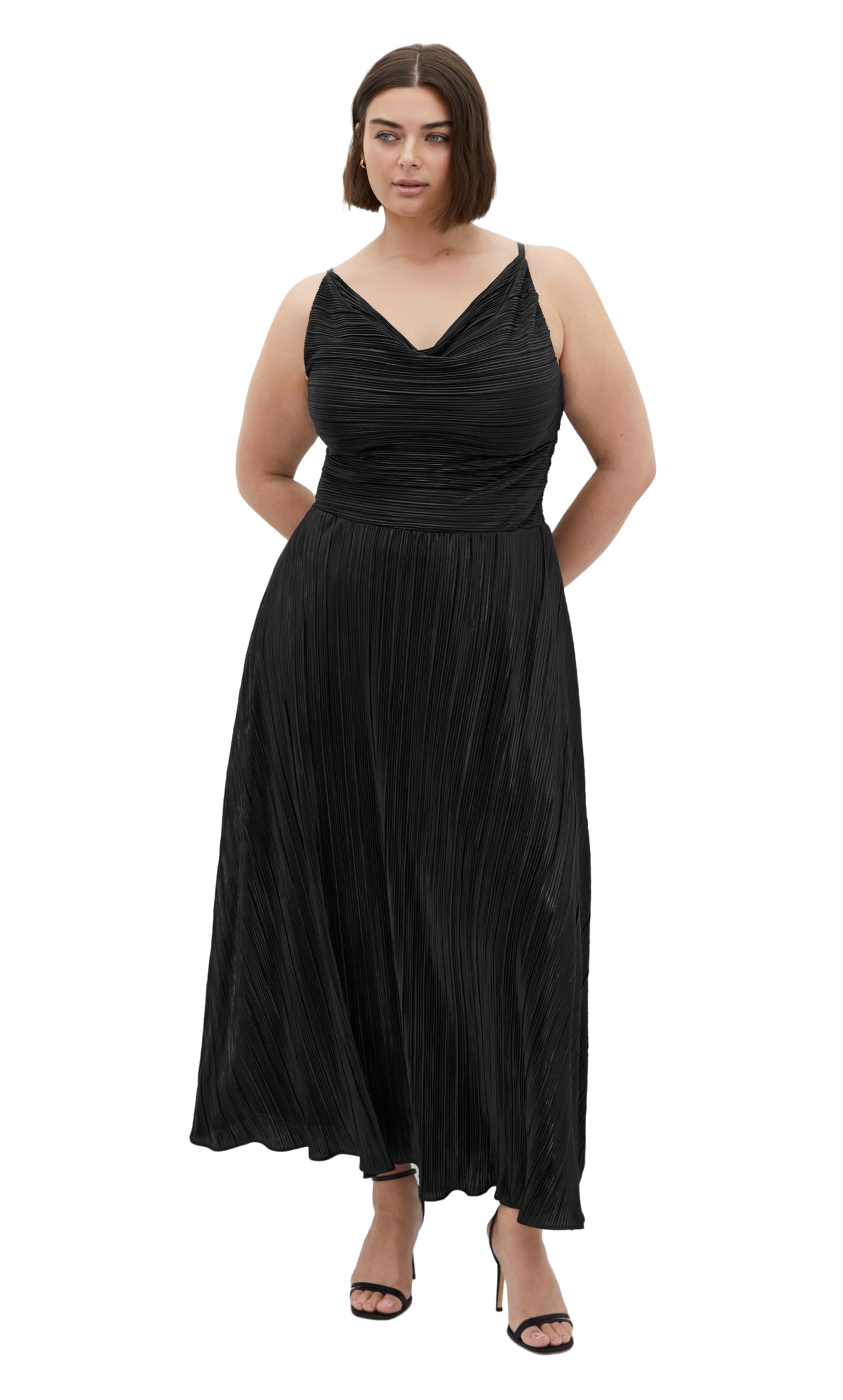 City Chic Women’s Plus Size Dress-Kamila Cowl Neck, Black