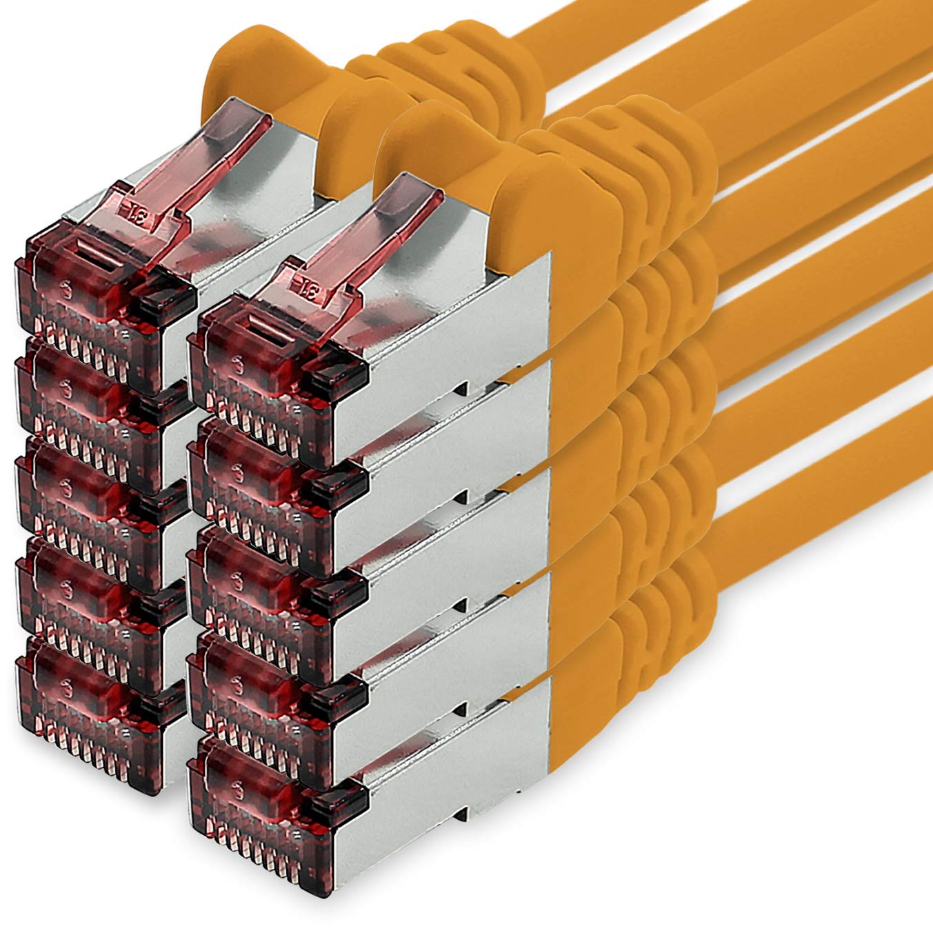 freiwerk Network cable Cat.6 1m orange - 10 x Ethernet cable Lankabel Cat6 Lan network cable Sftp Pimf patch cable 1000 Mbit s