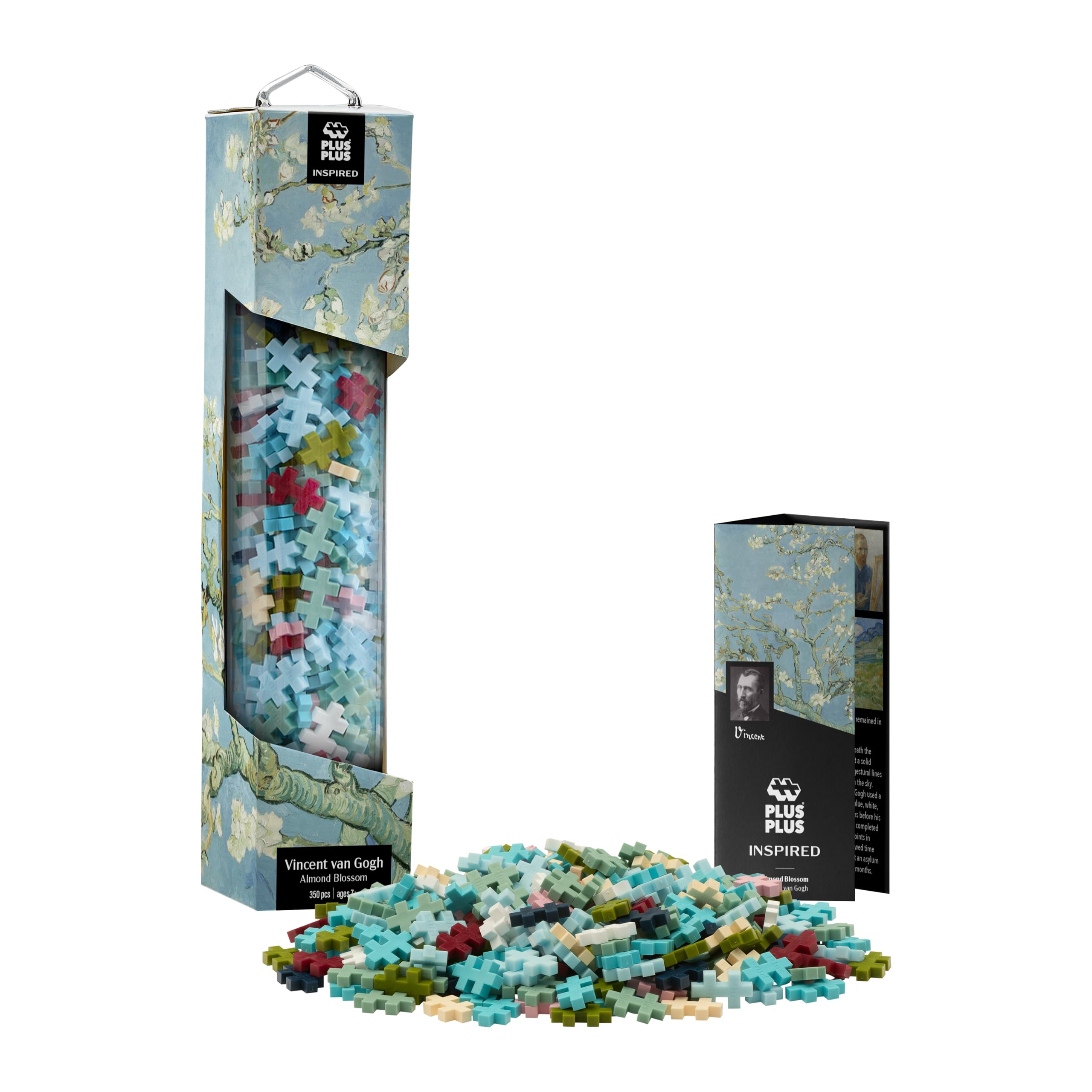 Plus-Plus 4352 Ingenious Construction Toy, Almond Blossom by Vincent Van Gogh, Art Inspired Edition, Creative Building Blocks Tube, 350 Pieces
