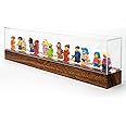 Matterkids Minifigure Display Case with Acrylic Cap, Mini Action Figure Display Shelf Mini Figure Display Stand Cabinet Storage Box Wooden Display Ledge for Lego Minifigure Display Case (Walnut Stain)