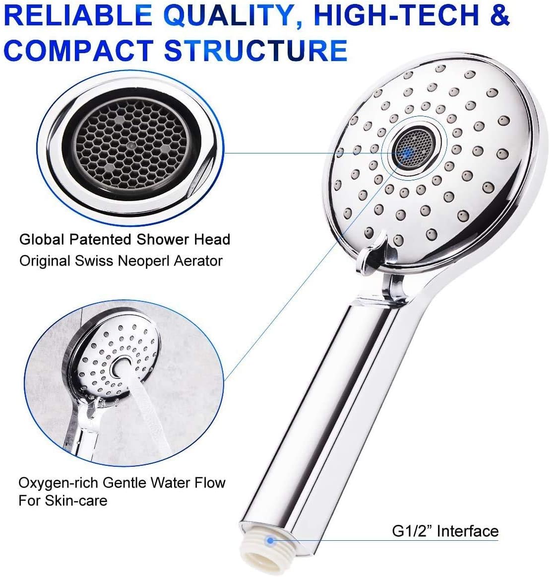 Hopopro High Pressure Handheld Shower Head Set with 61 Inch Stainless ...