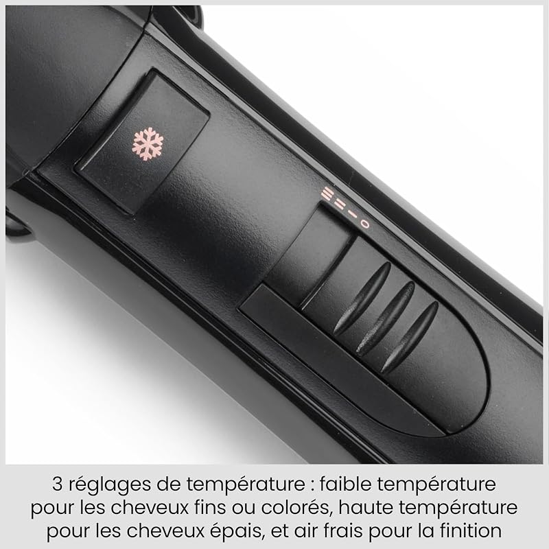 Smooth Finish 1200 – Brosse Soufflante 4‑en‑1 pour Sécher, Lisser, Donner du Volume & Coiffer, Technologie Ionique & Céramique, 4 Accessoires, 1200W, Noir/Rose, AS122E