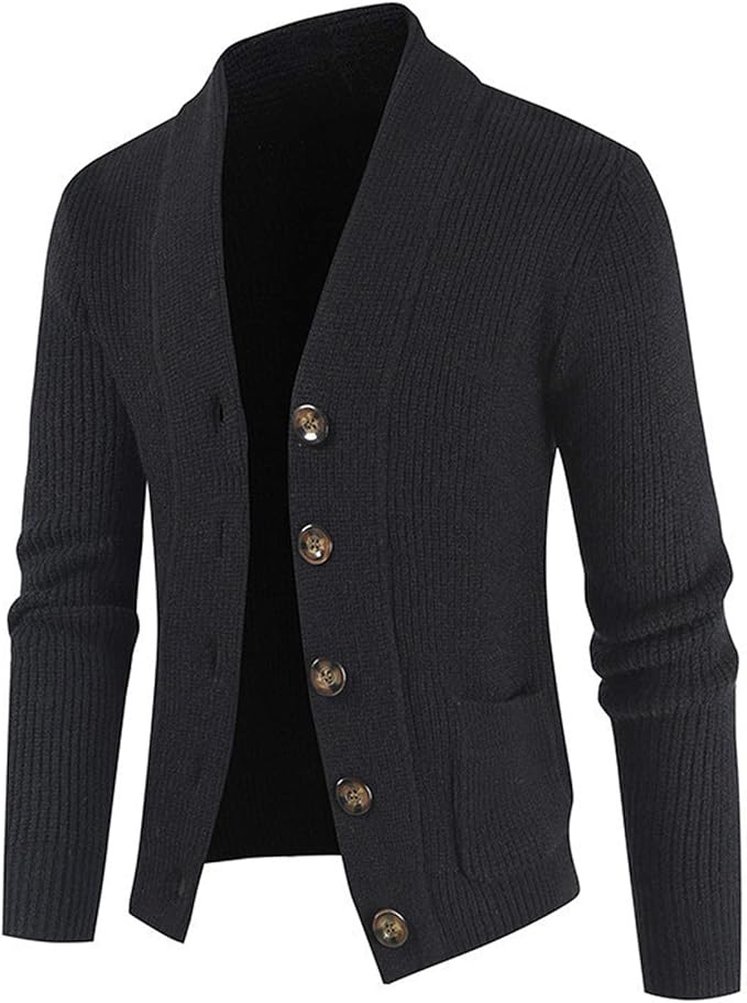 Men Cardigan Knitted Sweaters Warm Stand Collar Cardigans Button Down Knitter Elasticity Coats