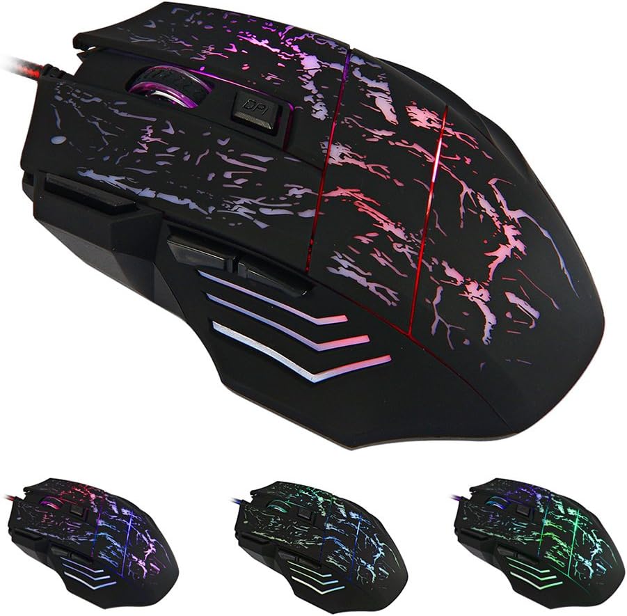 2400 7 Buttons USB Wired Gaming Mouse LED Lights Ergonomic Optical Game Mouse Mice 1000 3200DPI ...