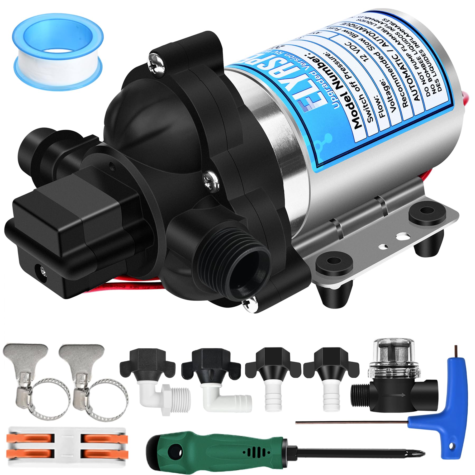 Photo 1 of 2025 Upgraded 2088-554-144/2088-403-144 RV Fresh Water Pump,12V 3.5GPM Self-Priming Diaphragm Water Pump,45PSI,Includes Pressure Switch and Detachable Filters,No Noise, for RV, Marine, Yacht, Caravan