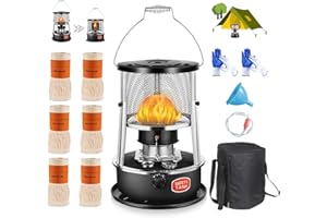 XBACK CXLL Efficient Kerosene Heaters for Indoor Use, Stainless Steel Heater Non Electric, Stove Camping with Portable Handle, 6 Wicks 2 Pairs of Gloves, Boiling Water Heating Cooking, Black