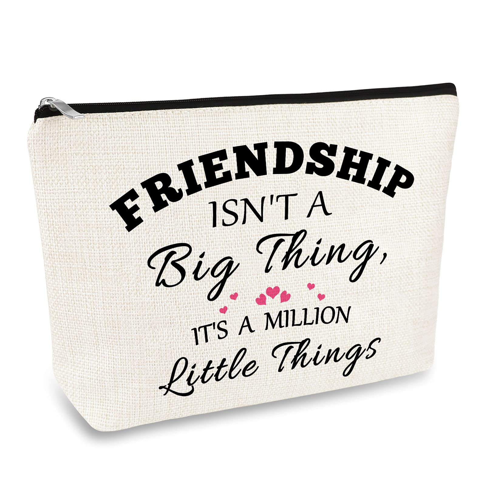 Friends Friendship Gifts for Women Makeup Bag Best Friend Birthday Gifts Cosmetic Bag Christmas Graduation Wedding Gift for Her Friend BFF Female Bestie Cosmetic Pouch Case Friendship Toiletry Pouch