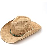 NAMANANA Raffia Straw Cowboy Hat,Women's Crocheted Summer Straw Hats, Classic Beach Sun Hats