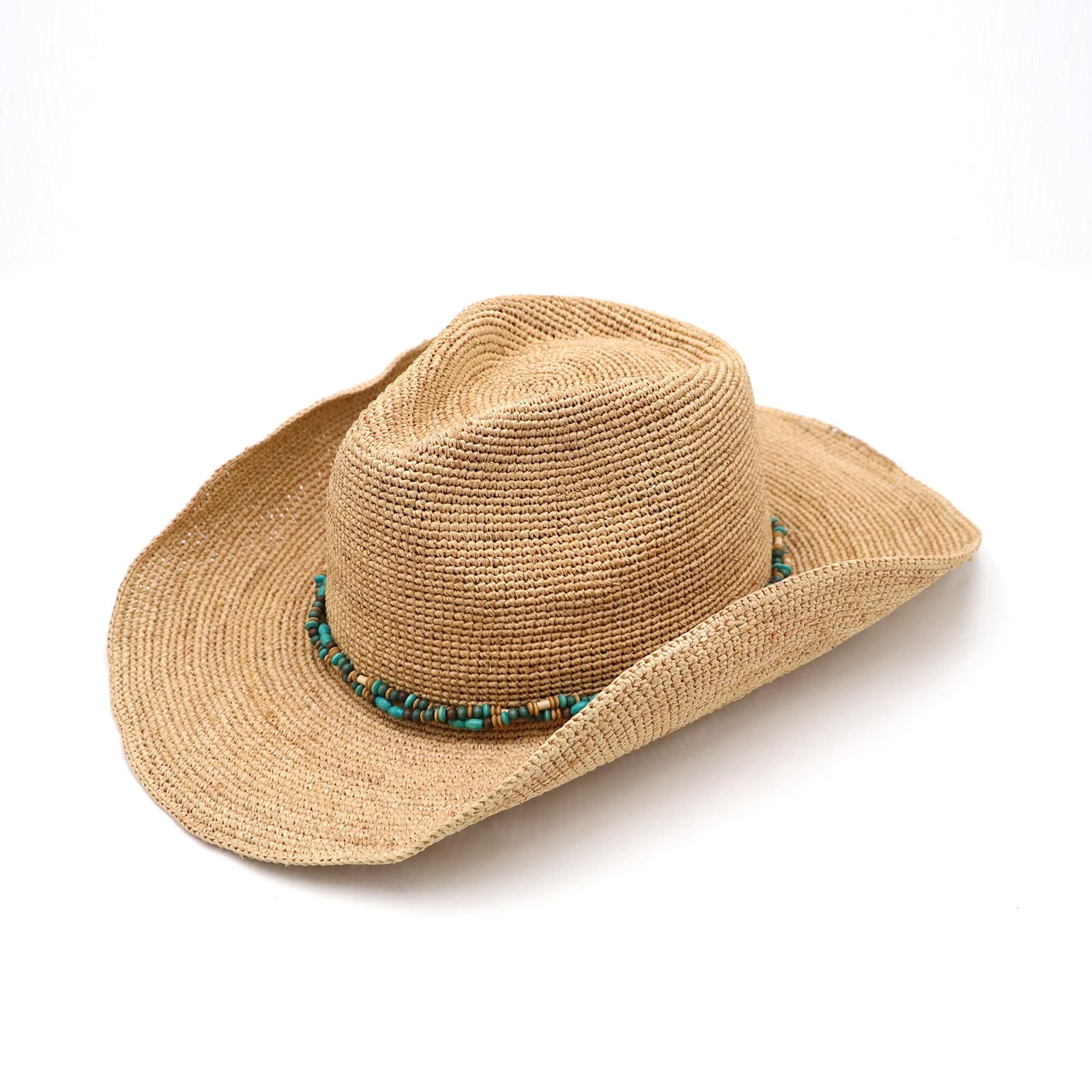 Photo 1 of NAMANANA Raffia Straw Cowboy Hat,Women Men Crocheted Summer Straw Hats,Western Cowboy Hat,Beach Sun Hats,Large Natural