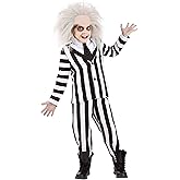 Fun Costumes Beetlejuice Costume for Kids, Black & White Striped Suit Tuxedo for Movie Cosplay, Ghost Dress-Up & Halloween