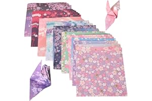 Dokpav 152 Sheets Cherry Blossom Pattern Origami Paper, 15 cm Double-Sided Sakura Bronzing Paper with Different Patterns for 
