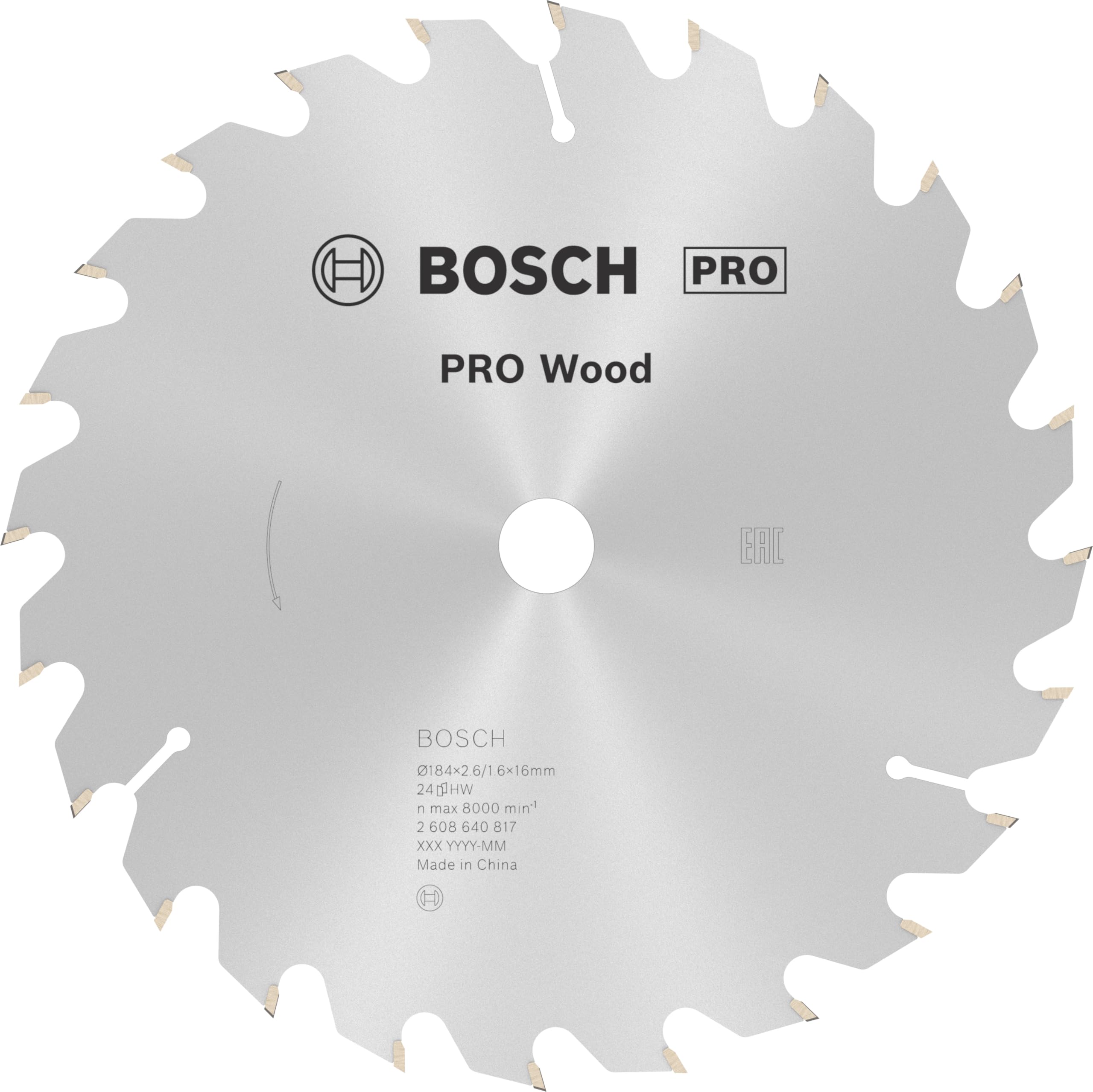 Bosch 1x PRO Wood Circular Saw Blade for Corded Hand-Held Circular Saws (for Softwood, Hardwood, Ø mm, Professional Accessory Hand-Held Circular Saw)