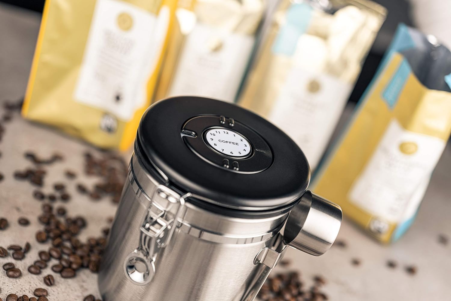 Café Olé Stainless Steel Bean & Ground Coffee Storage Canister, 500g, Silver - Image 3