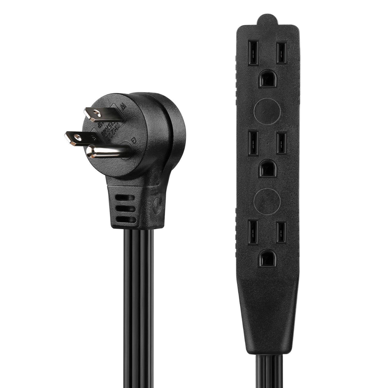 SIMBR Extension Cord Flat Plug Angled with Triple Outlets, Indoor