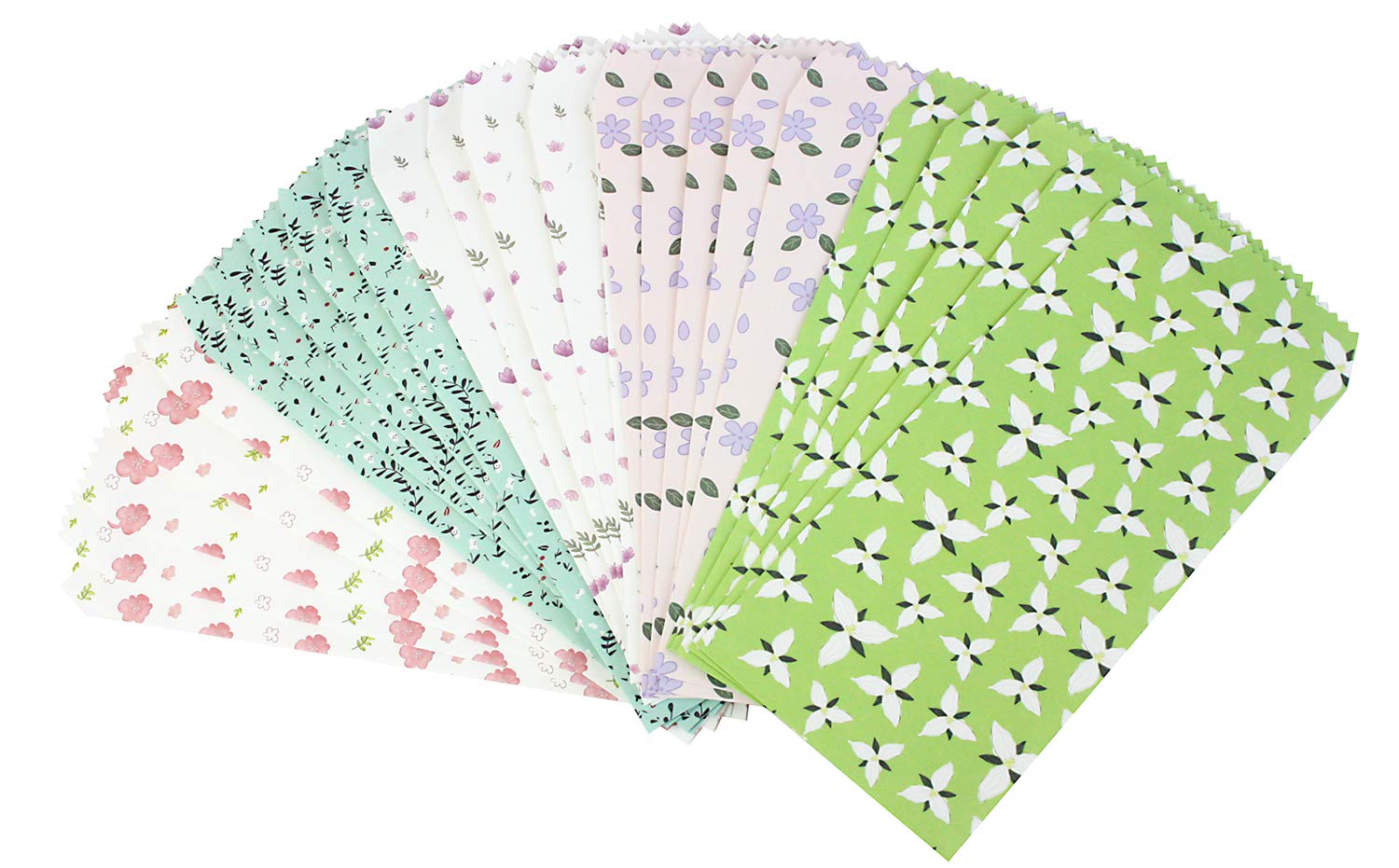 Emartbuy Money Gift Cards Vouchers Tickets Envelope 25 Envelopes in 5 Designs - Flowers - Design 1