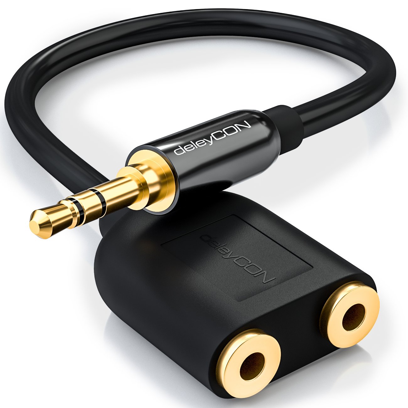 deleyCON MK151 2x 3.5mm Jack Female to 1x 3.5mm Jack Male Audio Adapter - Black