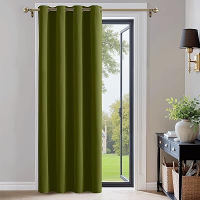 PONY DANCE Thermal Blackout Curtain Olive Green 132x210 cm Single Panel