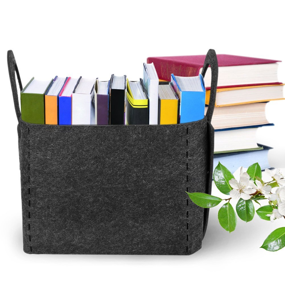 Collapsible Storage Bin Basket Organizing Box Closet Organizer with Handles for Office, Bedroom, Toys, Laundry (Black)