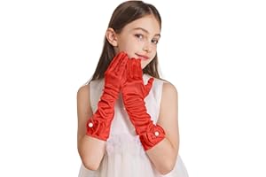 sodknow Princess Gloves for Girls, Kids Long Satin Costume Dress Up Gloves for Halloween Birthday Costume Cosplay