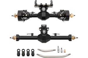 MEUS RACING SCX24 Axles Isokinetic 3-Section CVD 52° Max. Steering Angle +5mm Widened SCX24 Upgrades for Axial SCX24 Deadbolt C10 JLU Gladiator Bronco 1/24 RC Crawler (Front and Rear- Black)