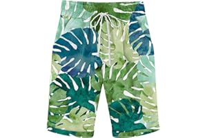 yardsong Hawaiian Shorts for Women Drawstring Elastic Waist Bermuda Shorts Tropical Print Casual Loose Shorts with Pockets