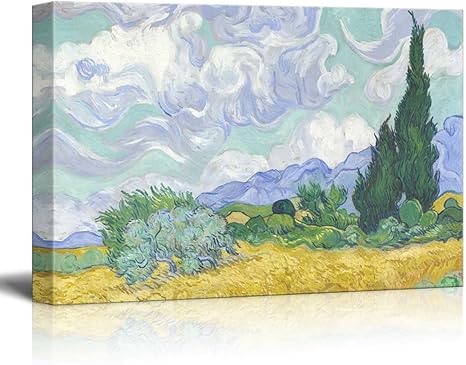 Amazon Com A Wheatfield With Cypresses By Van Gogh Giclee Canvas Prints Wrapped Gallery Wall Art Stretched And Framed Ready To Hang 12 X 18 Posters Prints