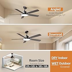 TALOYA 52 Inch Black Walnut Ceiling Fans with
