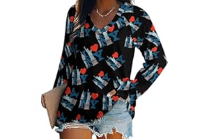 I Love New York Funny Women‘s Shirts Casual V-Neck Long Sleeve Blouse Tops T-Shirt