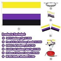 MEPLUM PRIDE 3x5 FT Nonbinary Flag Bundle with
