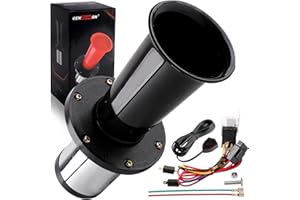 OOGA Air Horn 12V 110DB Cenzhiwen Aooga Ahooga Horn Complete Kit - Antique Classic Vintage Old Car Sound for Hot Rod, Model T, Golf Cart with Wire & Button (1920s Air Horn) (black with button)