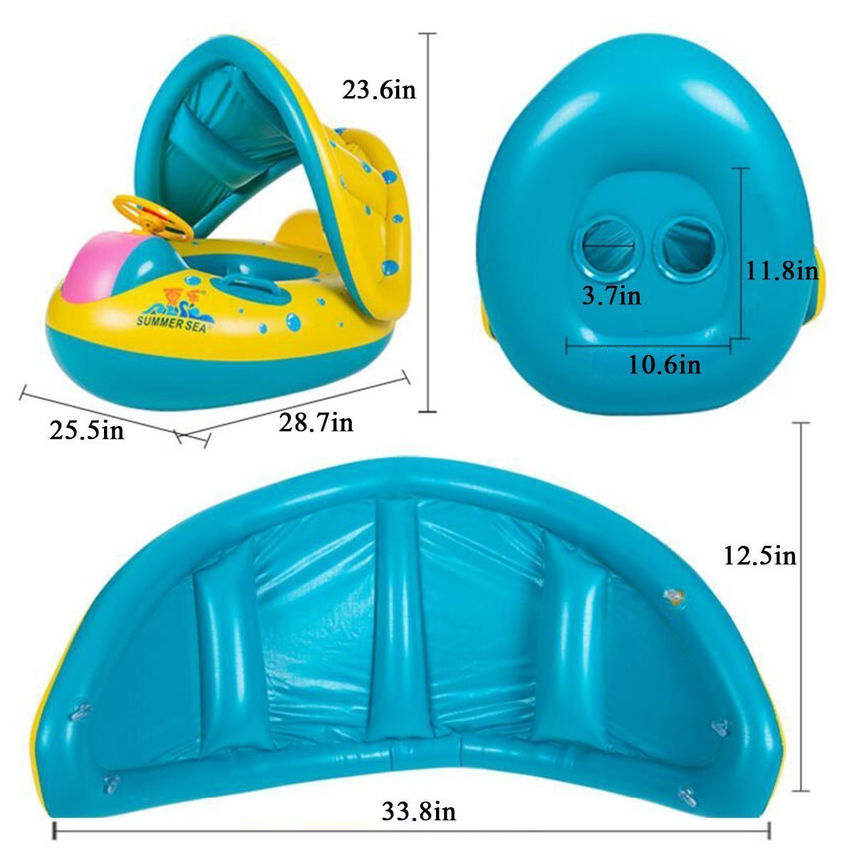 LOVER Inflatable Baby Swim Float Seat Boat Baby Toys Swim Activity with