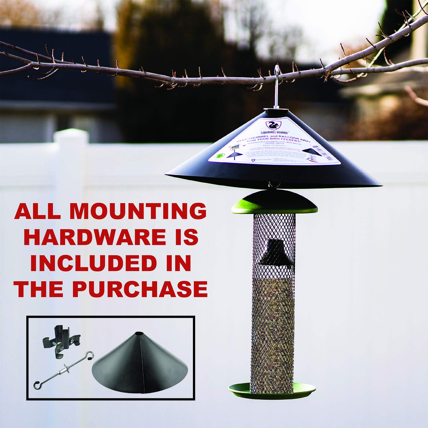 Squirrel Guard Baffle Protects Hanging Bird Feeders Poles