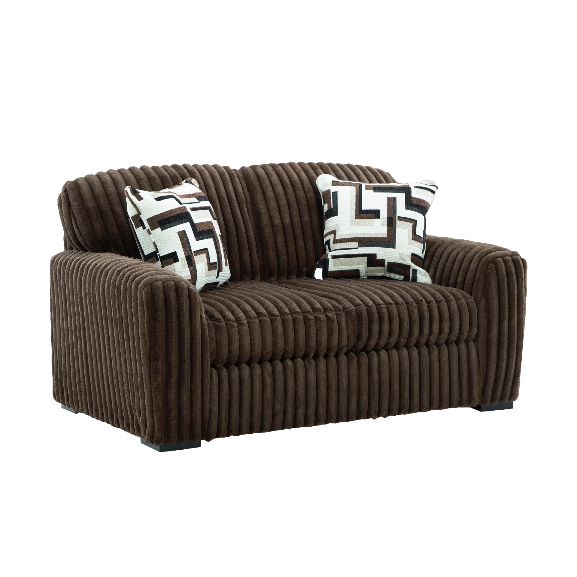 Photo 1 of Signature Design by Ashley Midnight-Madness Loveseat with Reversible Cushions, Accent Pillows, Fabric Upholstery, 72" W x 41" D x 40" H, Dark Brown