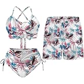 TOADDITDO Couples Matching Swimsuits Bikini Sets for Women Two Piece or Men Board Shorts with Pocket for Summer Vacation