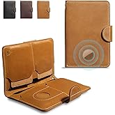 XGUO Genuine Leather Passport Holder with AirTag Slot(Hidden) | RFID Blocking Passport Holder for Travel | for 2 Passport Books | for Men Women & Family