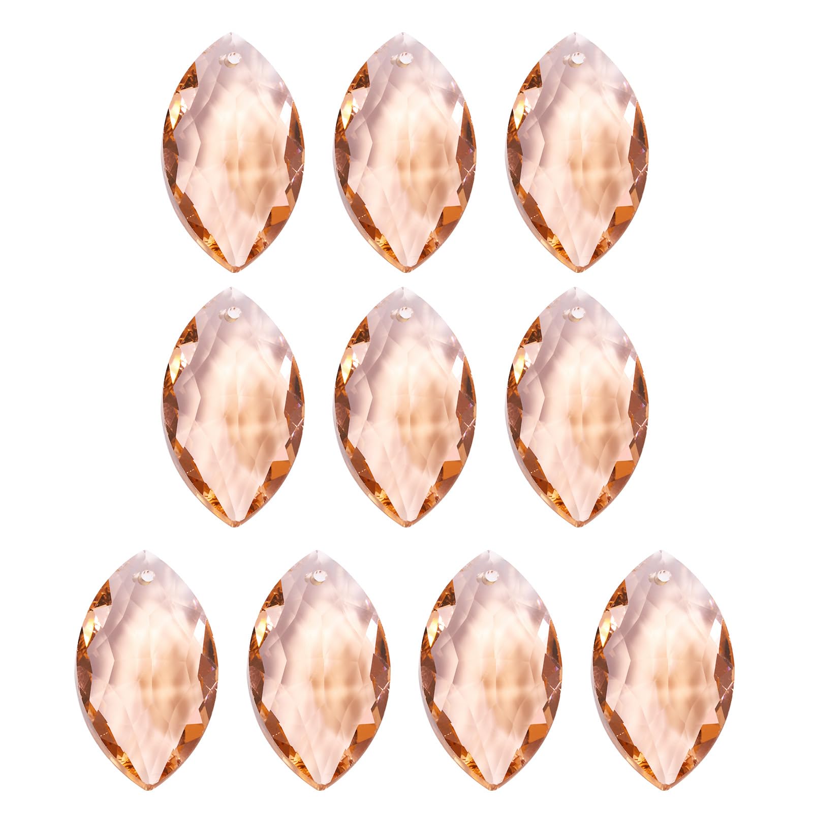 PATIKIL K9 Crystal Pendants Oval Beads, 10 Pack 38mm Chandelier Prisms Parts Hanging Beads DIY Lamp for Arts Crafts Decoration, Light Red