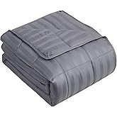 yescool Weighted Blanket for Adults (20 lbs, 60" x 80", Satin Grey Stripes) Heavy Blanket for Sleeping Perfect for 190-210 lbs, Queen Size Breathable Blanket with Premium Glass Bead, Machine Washable